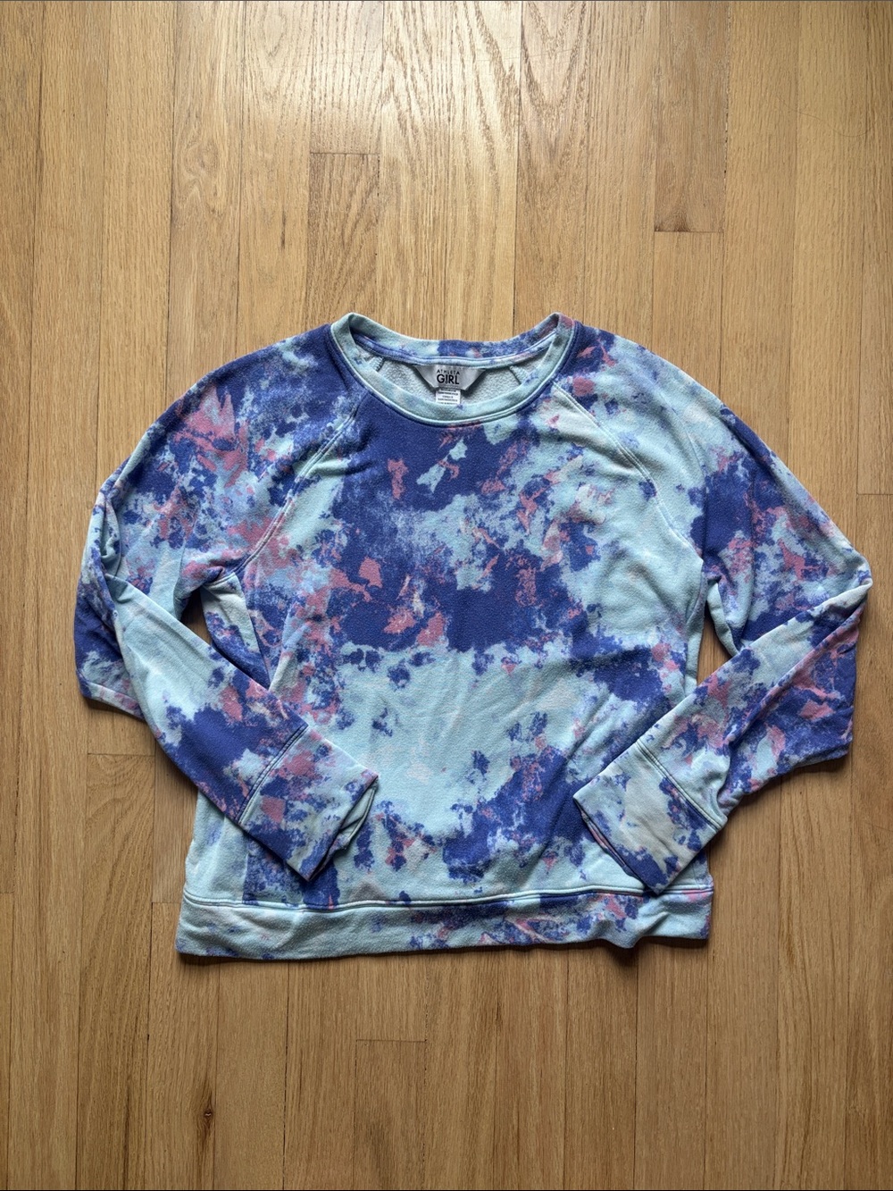 Athleta Girl Tie-Dye Crewneck Sweater in Blue & Pink, Size 12